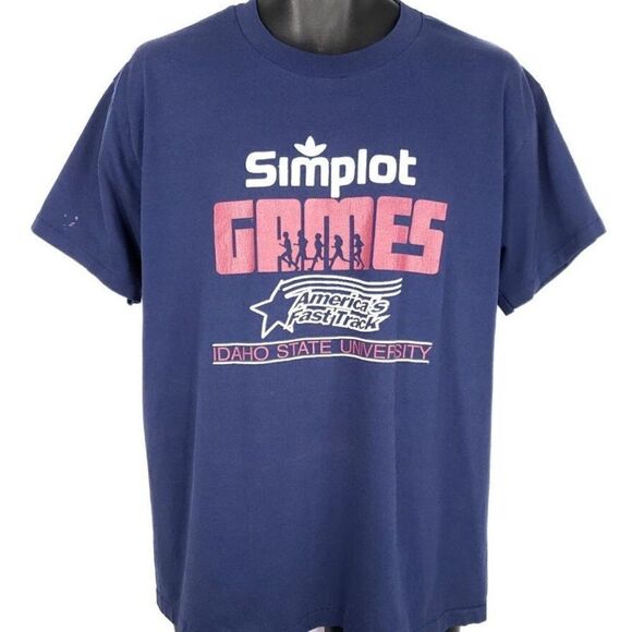 Simplot Games T Shirt Vintage 90s Idaho State University Bengals Track Large - Picture 1 of 7